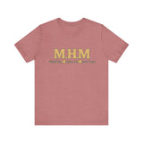 Shirt design featuring the bold acronym M.H.M with the full text “Mental Health Matters” in modern, expressive lettering.