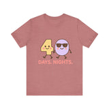 Christian t-shirt featuring the numbers 4 and 0 holding hands, symbolizing “40 Days and Nights” – faith journey design by Klippette.