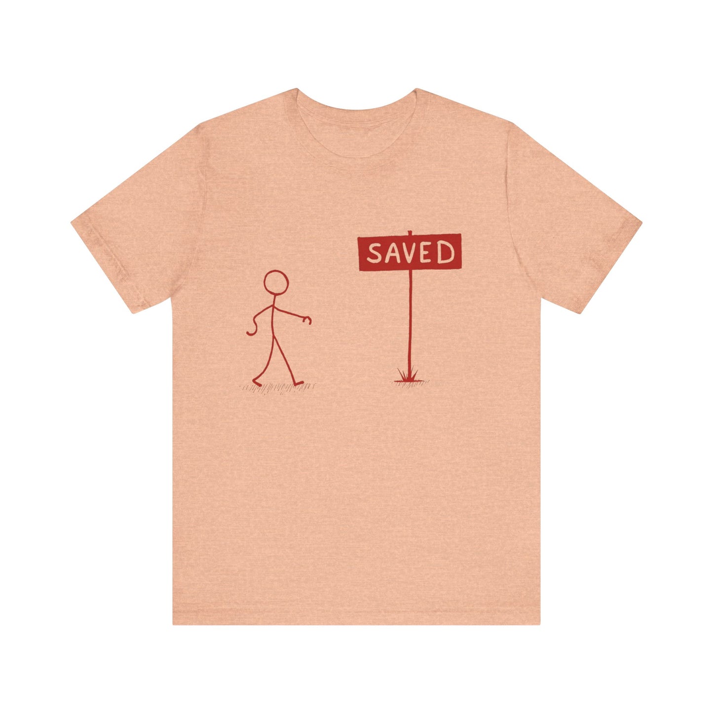 Simple 'Saved' Christian t-shirt – minimalist faith-based design by Klippette"