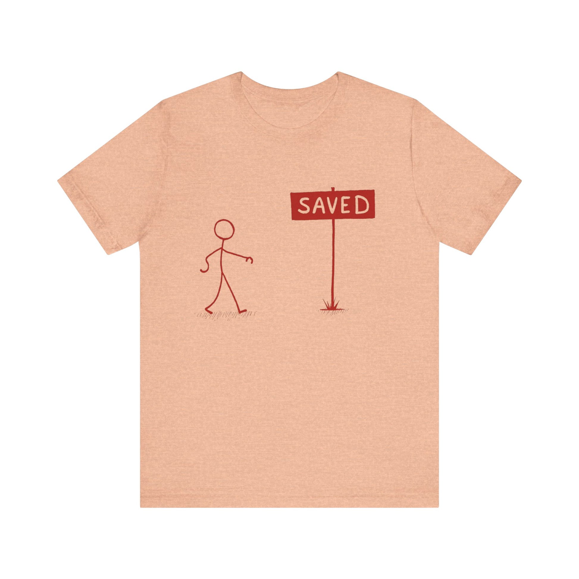 Simple 'Saved' Christian t-shirt – minimalist faith-based design by Klippette"