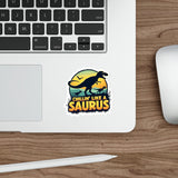 Sticker with a dinosaur design on a laptop
