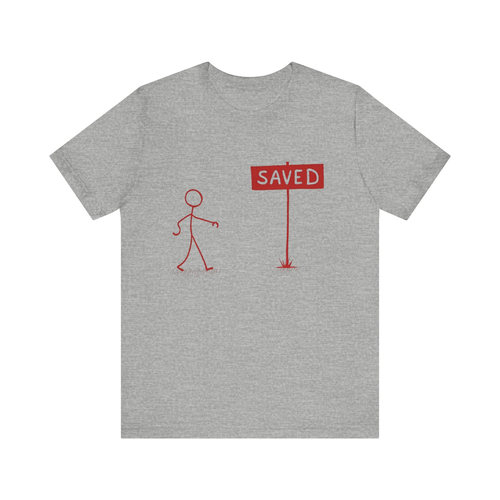 Simple 'Saved' Christian t-shirt – minimalist faith-based design by Klippette"