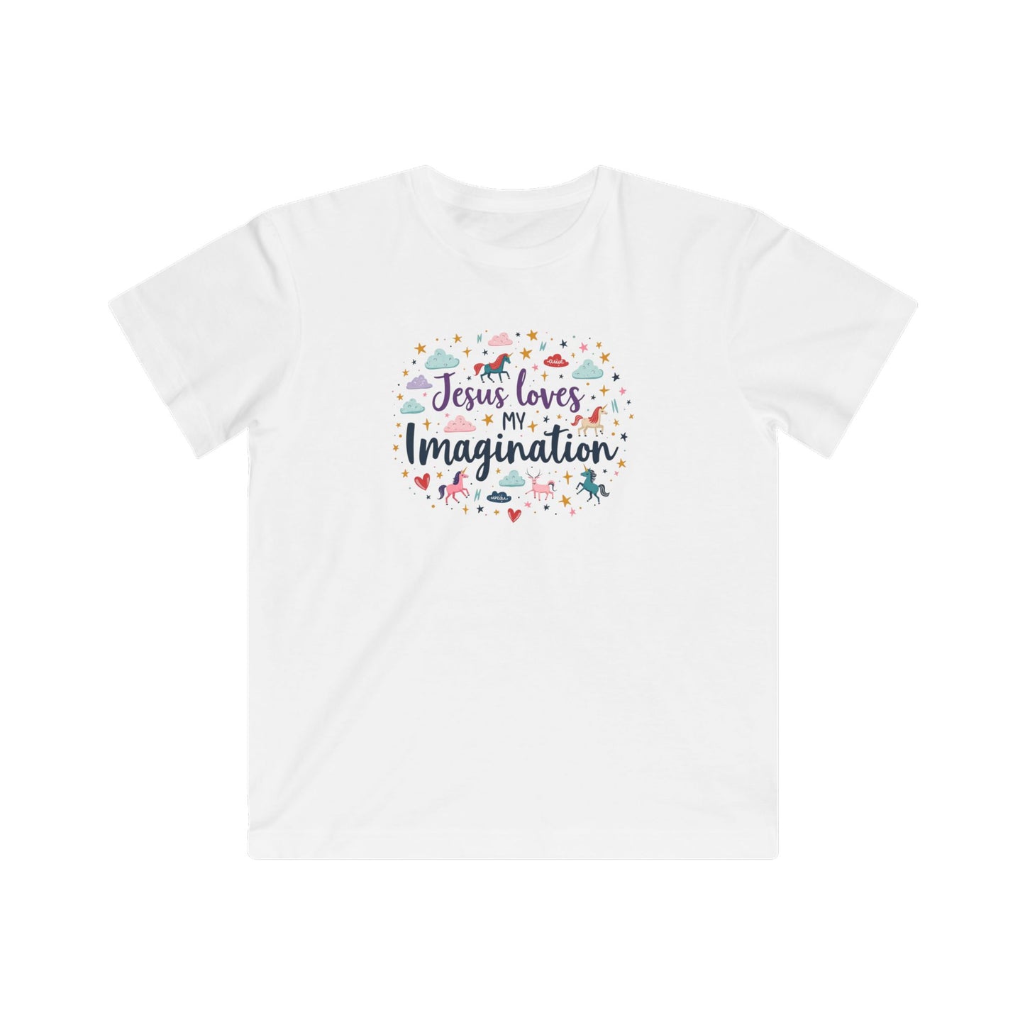 Jesus Loves My Imagination Fine Jersey T-shirt - Klippette Joy
