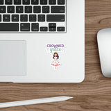Sticker with 'Crowned with Grace' design on a laptop