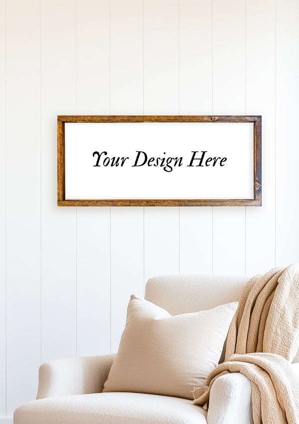 Custom wooden sign with personalized text, featuring pine wood grain and farmhouse-style lettering—perfect for gifts, home décor, or special occasions.